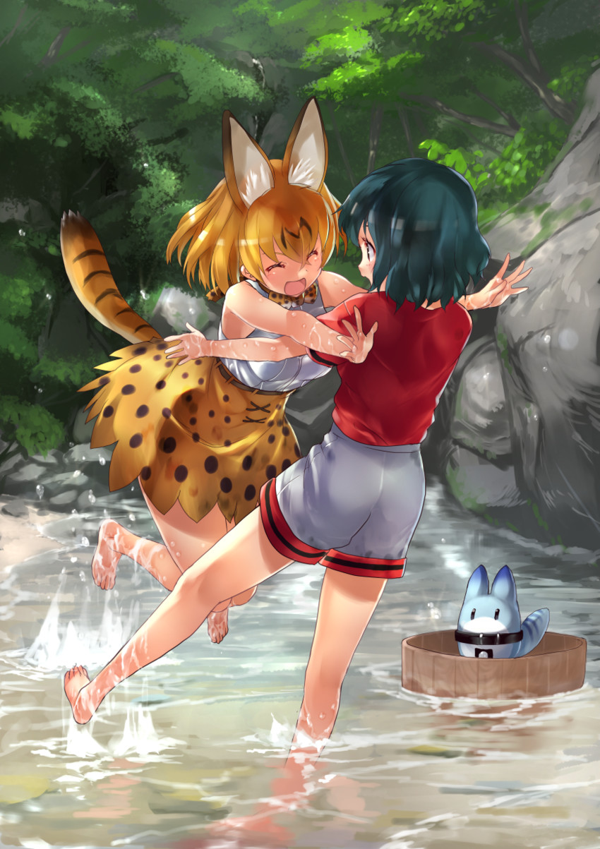 serval, kaban, and lucky beast (kemono friends) drawn by tadano_magu