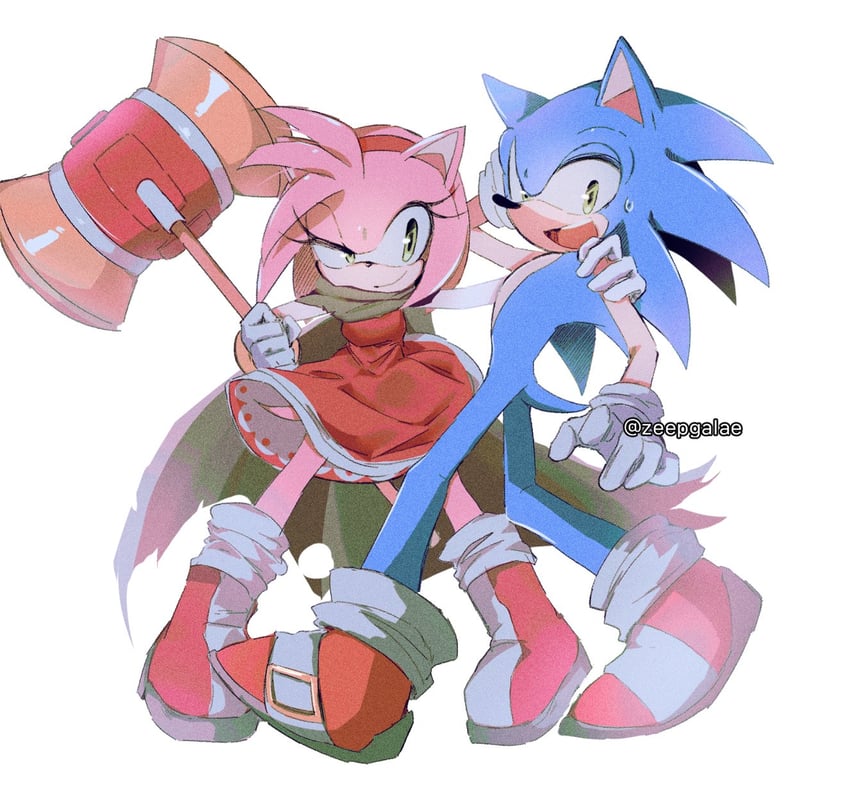 sonic the hedgehog and amy rose (sonic) drawn by shapam_(zeepgalae)