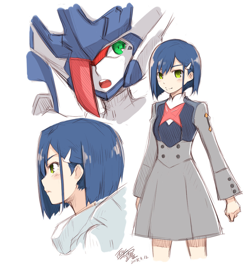 ichigo and delphinium (darling in the franxx) drawn by simelu
