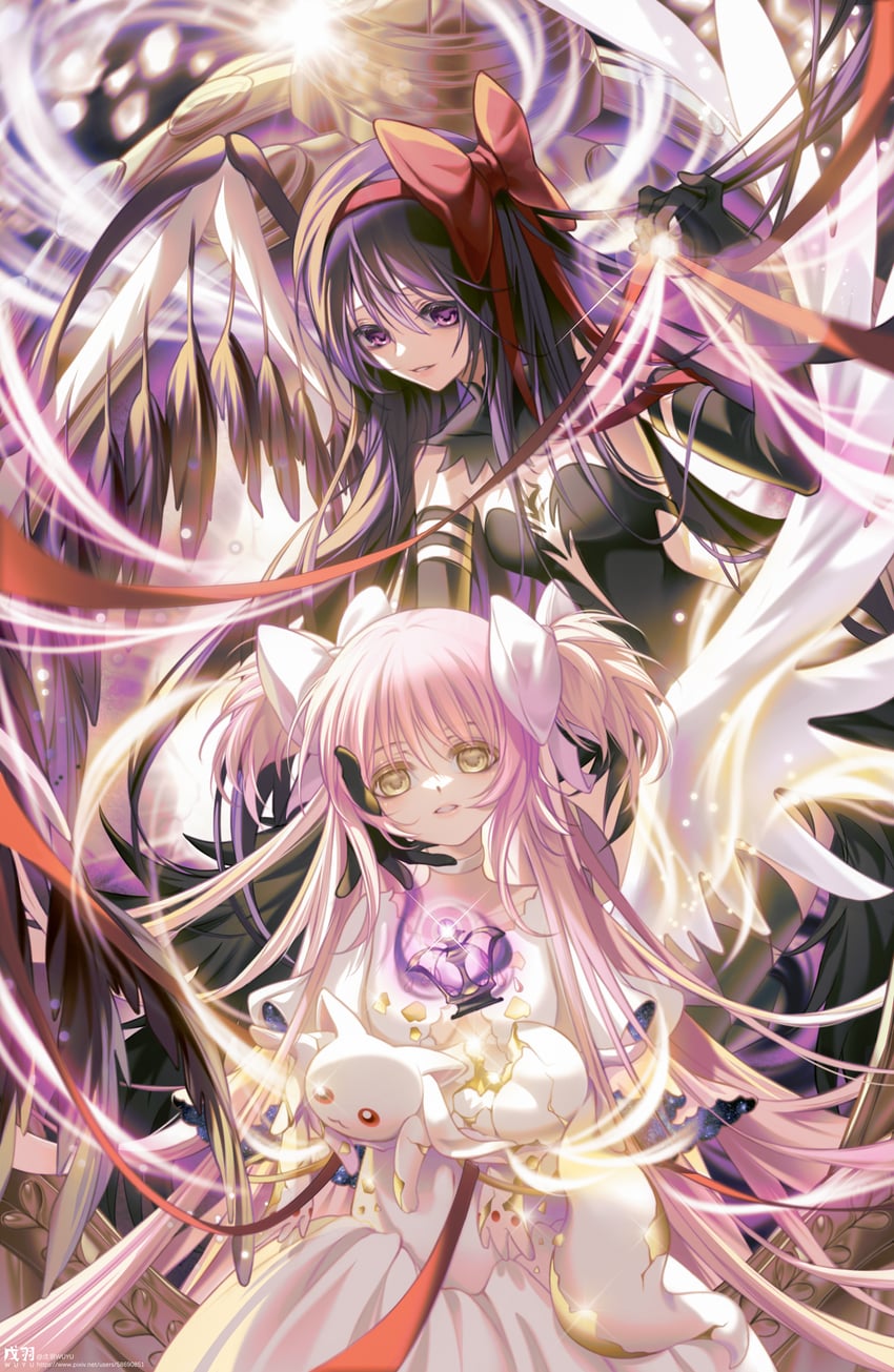 akemi homura, kaname madoka, kyubey, ultimate madoka, and akuma homura (mahou shoujo madoka magica) drawn by wu_yu_wuyu