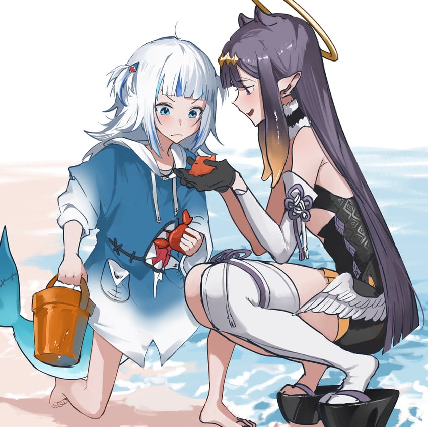 gawr gura, ninomae ina'nis, and takodachi (hololive and 1 more) drawn by zuraa_(naunau_seijin)