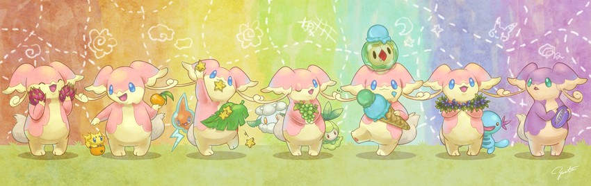 rotom, wooper, joltik, audino, petilil, and 2 more (pokemon) drawn by yorujisa_yuuto