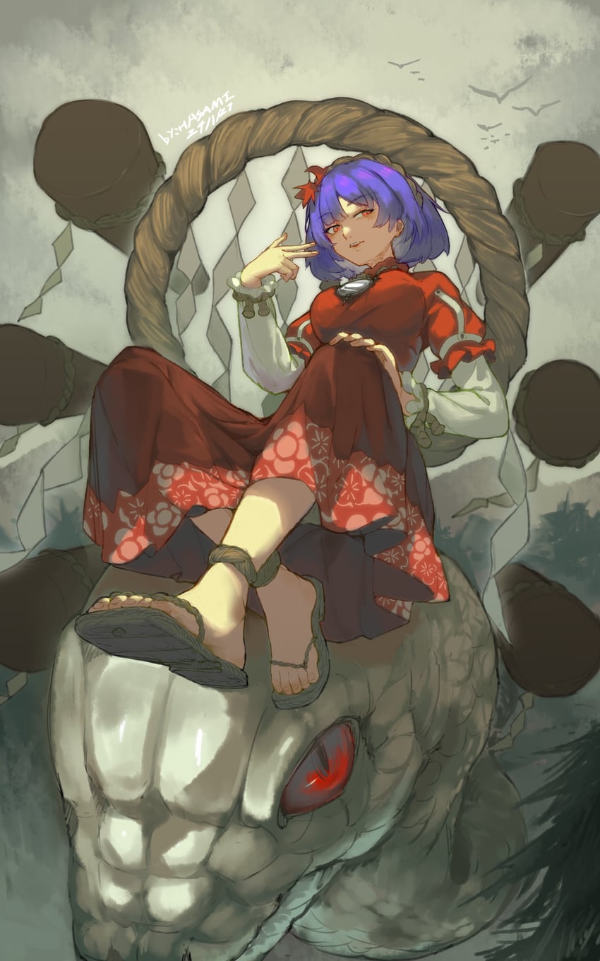 yasaka kanako and mishaguji (touhou) drawn by hua_ha_jiazi