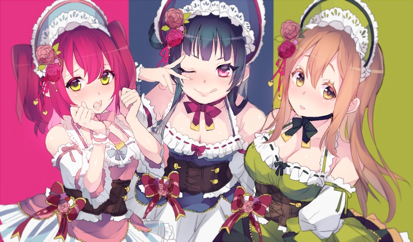 tsushima yoshiko, kunikida hanamaru, and kurosawa ruby (love live! and 1 more) drawn by shirasu_uni
