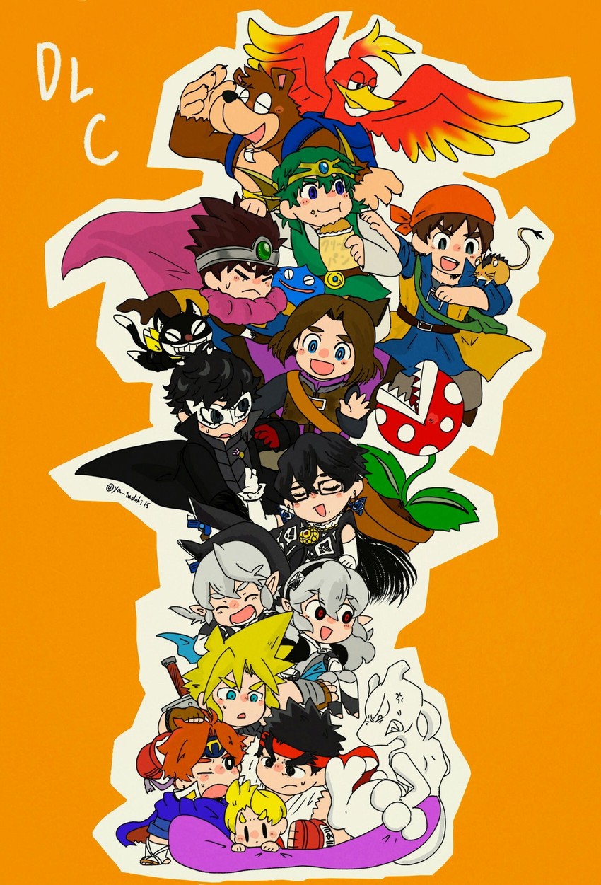 cloud strife, amamiya ren, female corrin, ryu, bayonetta, and 12 more (pokemon and 21 more) drawn by ya_tudoki15