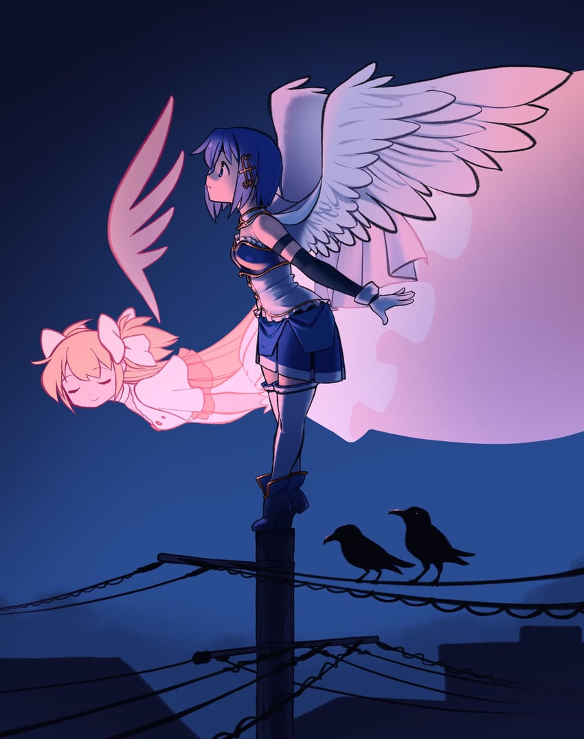 kaname madoka, miki sayaka, and ultimate madoka (mahou shoujo madoka magica and 2 more) drawn by gloamy