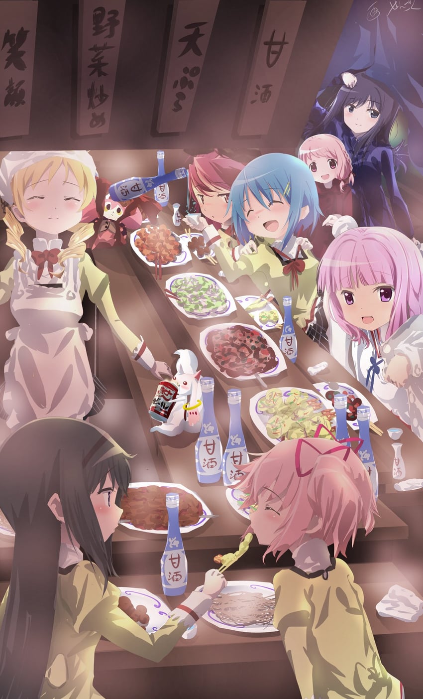 akemi homura, kaname madoka, miki sayaka, sakura kyoko, tomoe mami, and 5 more (mahou shoujo madoka magica and 1 more) drawn by sengoku_chidori