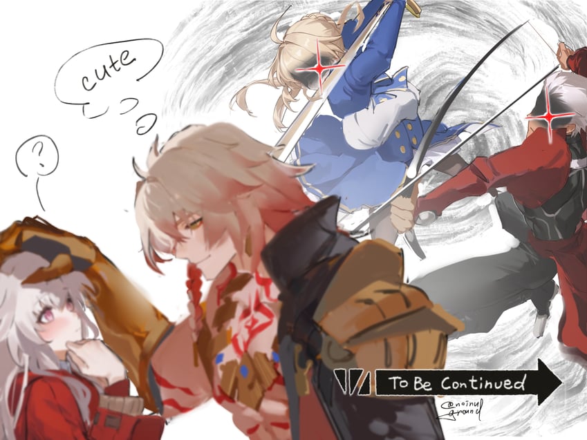 artoria pendragon, saber, archer, mydei, and clara (fate and 4 more) drawn by noiruground