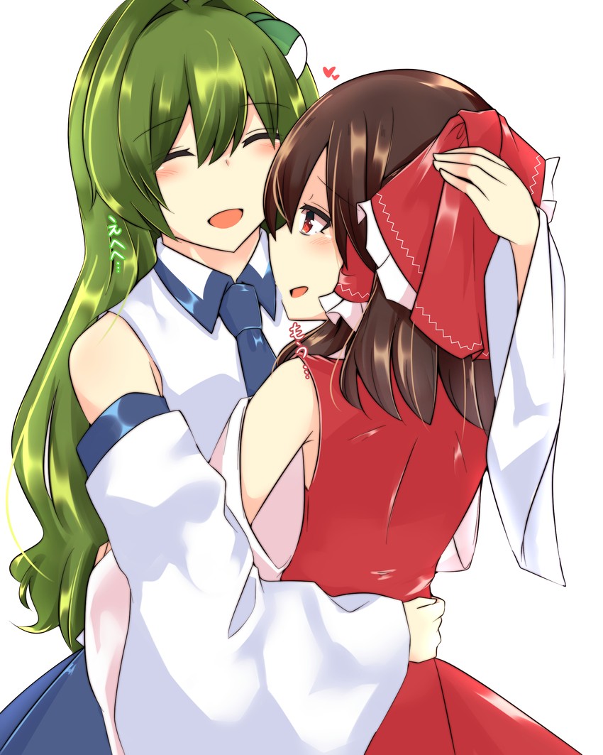 hakurei reimu and kochiya sanae (touhou) drawn by mokutan_(link_machine)