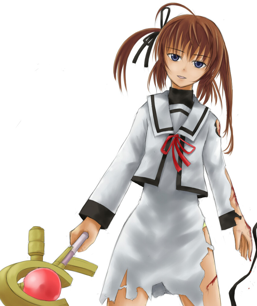 takamachi nanoha and raising heart (lyrical nanoha and 2 more) drawn by kuma_panda