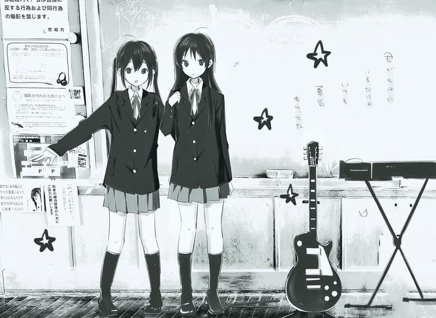 akiyama mio and nakano azusa (k-on!) drawn by hos1_i