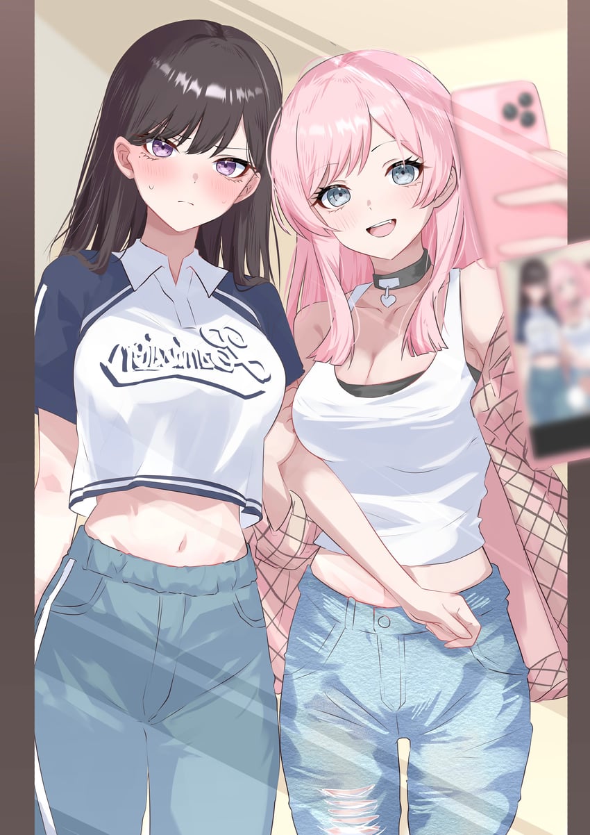 chihaya anon and shiina taki (bang dream! and 1 more) drawn by houji_tea_latte