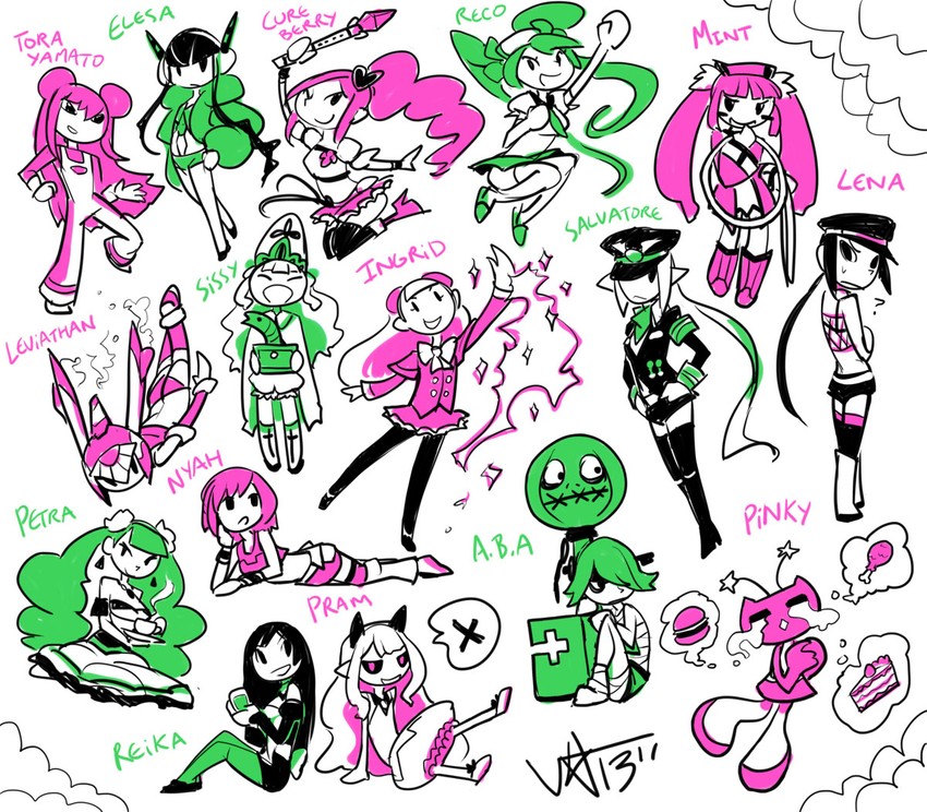 elesa, fairy leviathan, ingrid, aono miki, cure berry, and 10 more (pokemon and 18 more) drawn by woofycakes