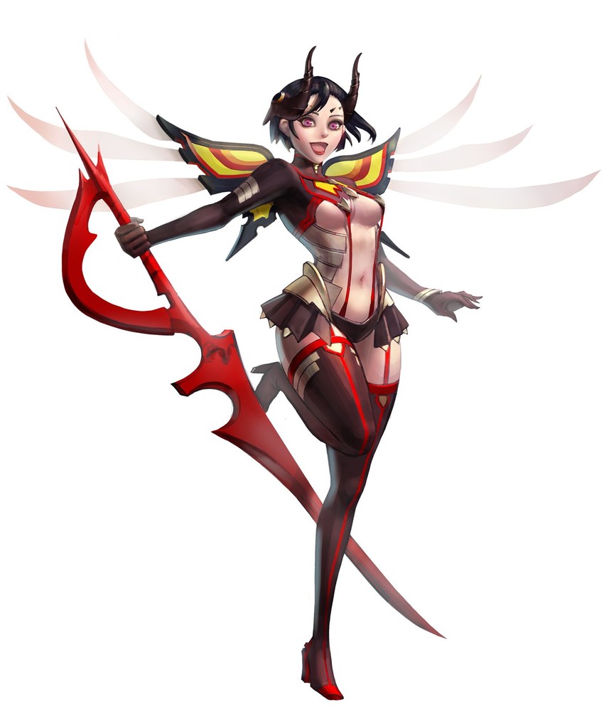 matoi ryuuko, senketsu, mercy, and devil mercy (overwatch and 2 more) drawn by galin