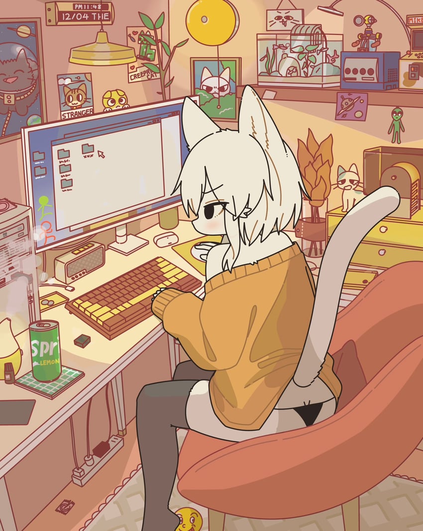 creeper, shikaru neko, amayakasu neko, ureu neko, and nagameru neko (original and 2 more) drawn by mike_no_hito