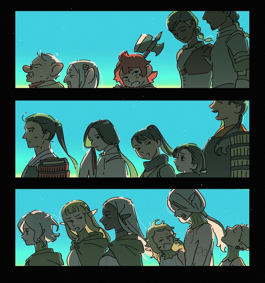 mithrun, fleki, lycion, pattadol, cithis, and 11 more (dungeon meshi) drawn by robodumpling