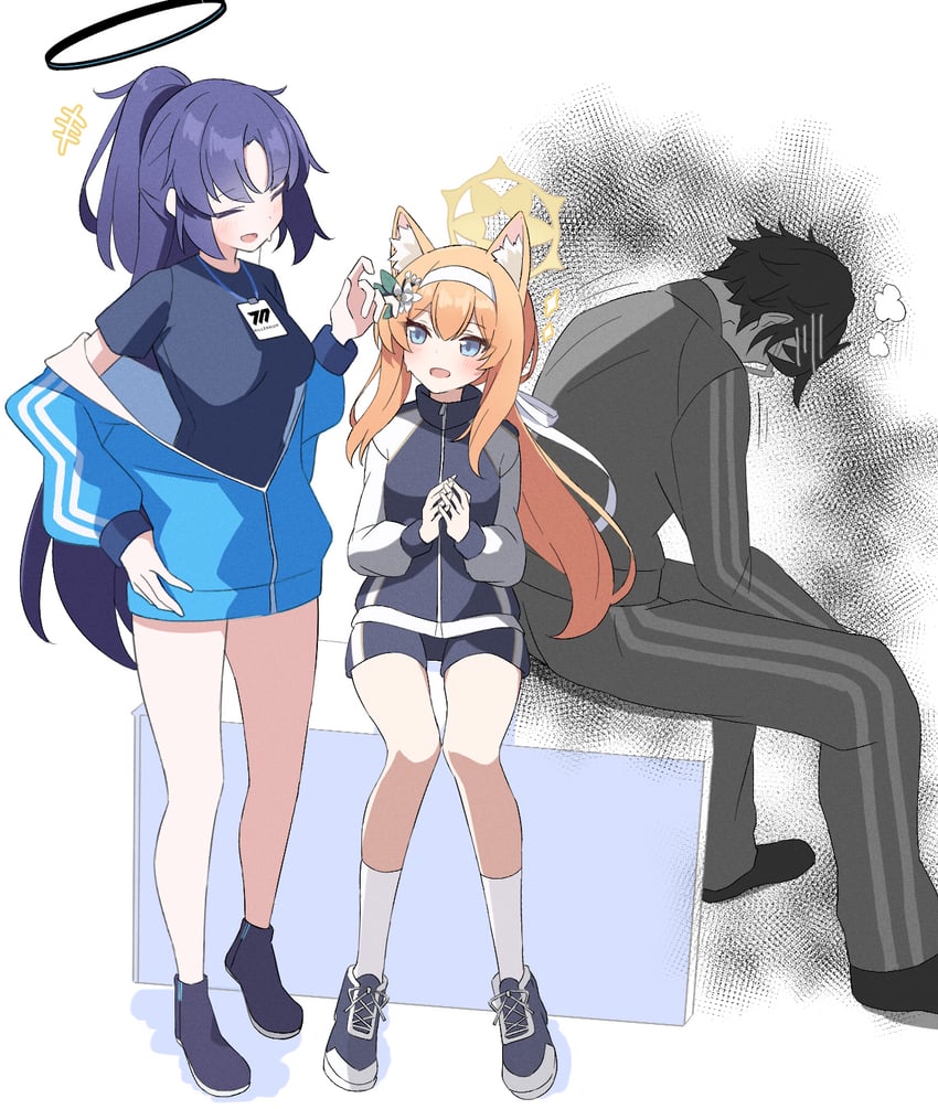 sensei, yuuka, and mari (blue archive) drawn by sasanoha_(sasanoha0712)
