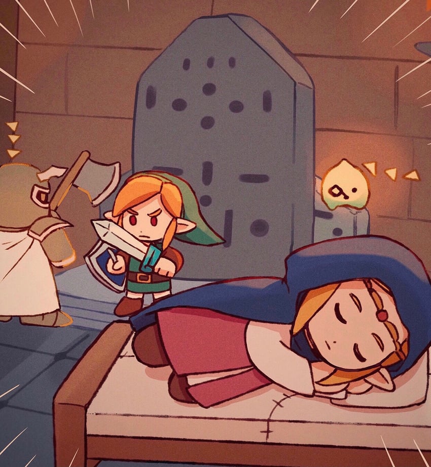 link, princess zelda, and tri (the legend of zelda and 1 more) drawn by teateeeea