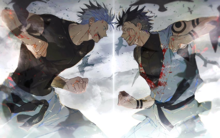 gojou satoru and ryoumen sukuna (jujutsu kaisen) drawn by yoon_(dmsco1803)