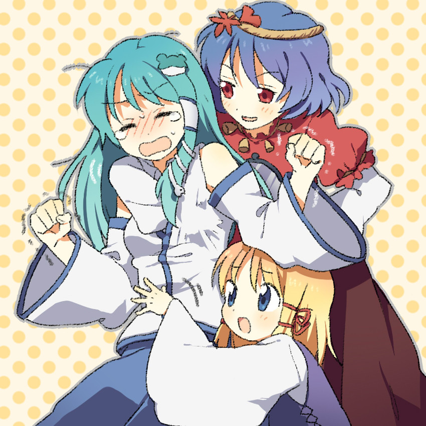 kochiya sanae, moriya suwako, and yasaka kanako (touhou) drawn by mozu_(modagoro)