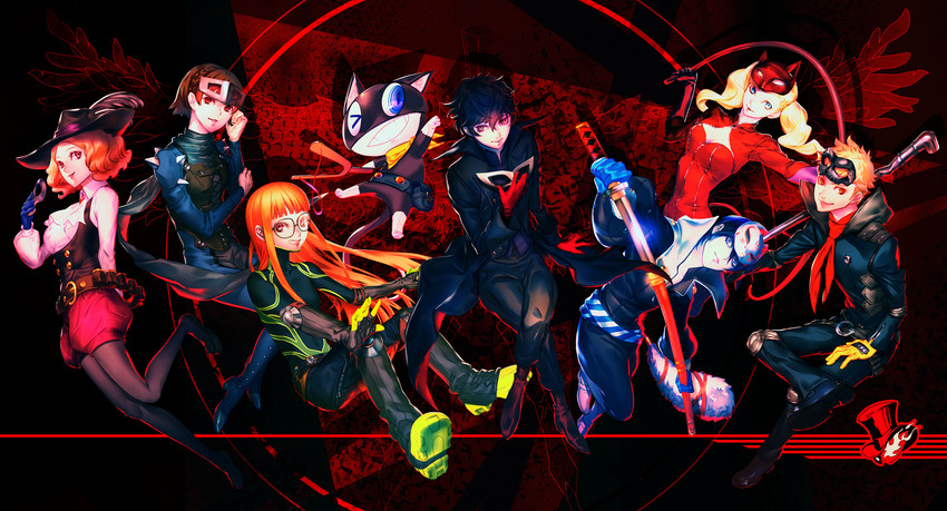 amamiya ren, takamaki anne, sakura futaba, niijima makoto, okumura haru, and 10 more (persona and 1 more) drawn by hekoheko
