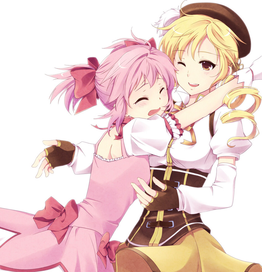 kaname madoka and tomoe mami (mahou shoujo madoka magica) drawn by sun_trial