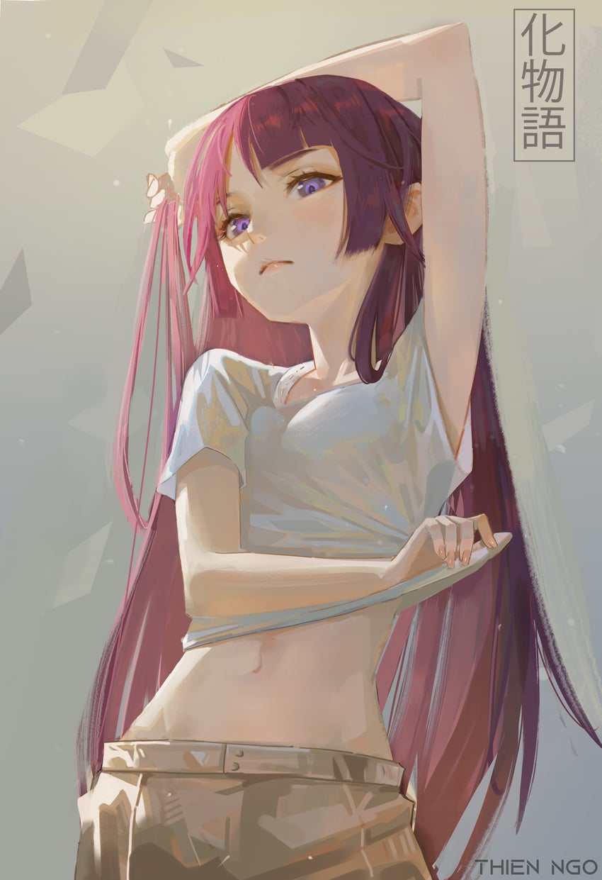 senjougahara hitagi (monogatari and 1 more) drawn by thien_ngo