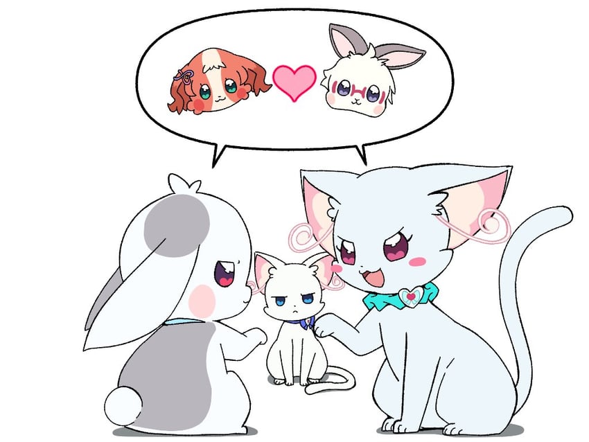 nekoyashiki yuki, nekoyashiki mayu, inukai iroha, toyama satoru, and daifuku (precure and 1 more) drawn by @est@