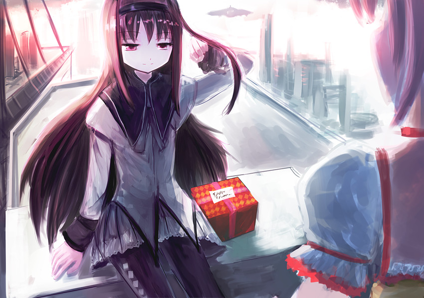 akemi homura and kaname madoka (mahou shoujo madoka magica) drawn by helrouis