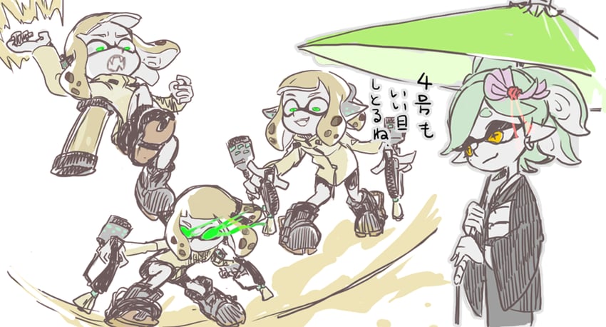 marie and agent 4 (splatoon and 1 more) drawn by jyanbodon