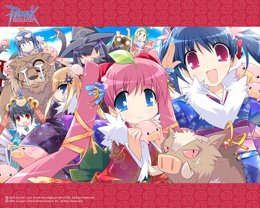 poring, deviruchi, vanilmirth, filir, amistr, and 3 more (ragnarok online) drawn by p-alpha