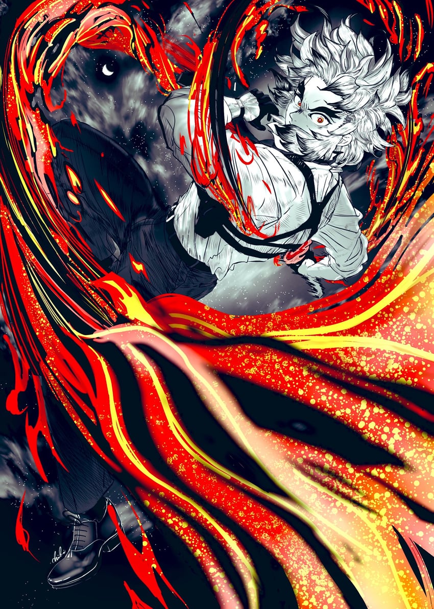 rengoku kyoujurou (kimetsu no yaiba and 1 more) drawn by chibi_wvw
