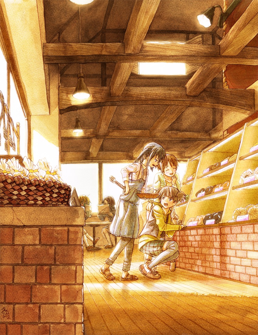 nakano azusa, hirasawa ui, suzuki jun, saitou sumire, and okuda nao (k-on! and 1 more) drawn by hashiribe_akira