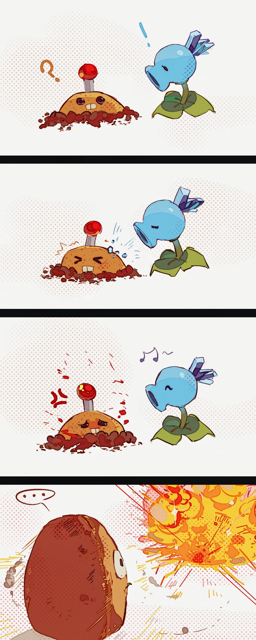 potato mine, snow pea, and wall-nut (plants vs. zombies) drawn by hightguy