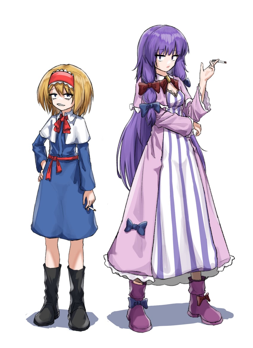 alice margatroid, patchouli knowledge, and taisa (touhou and 1 more) drawn by traveler_hxy