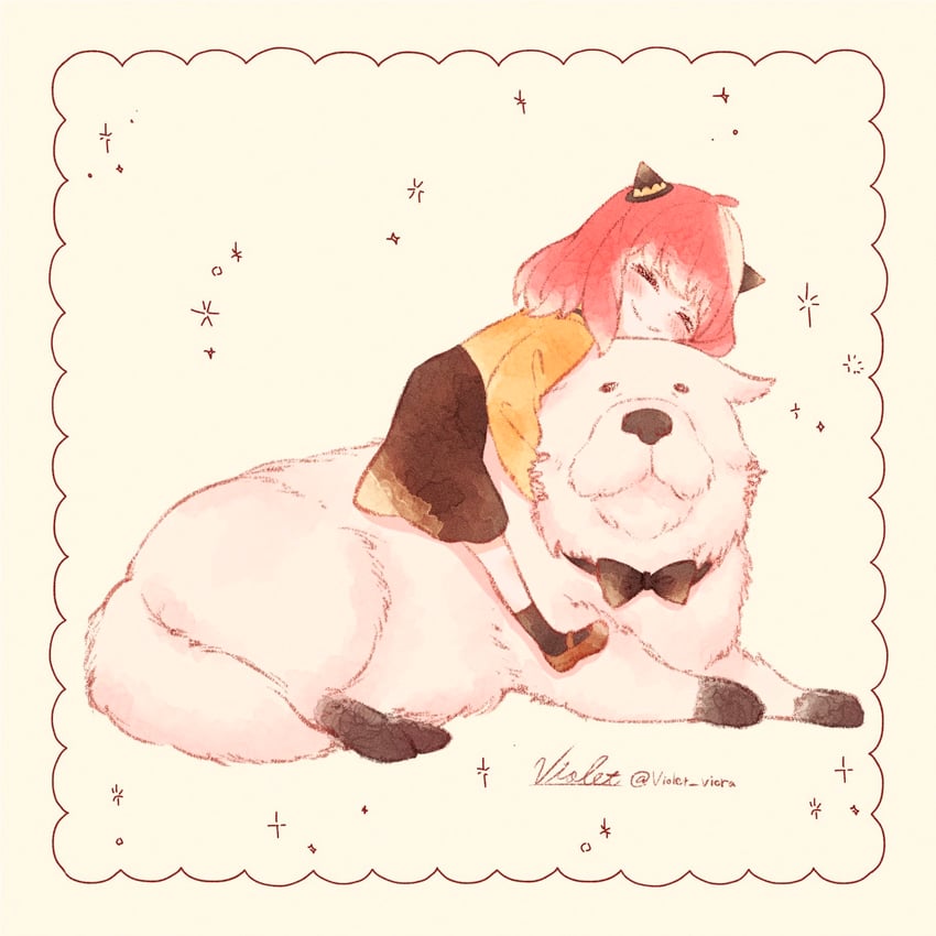 anya and bond (spy x family) drawn by violet_viora