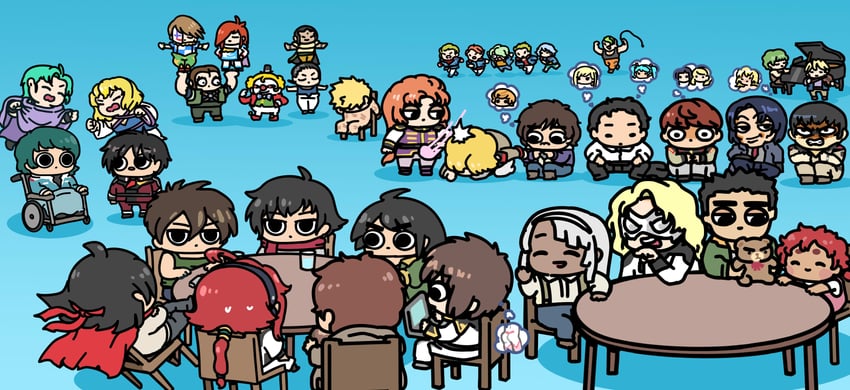 suletta mercury, cagalli yula athha, athrun zala, lacus clyne, amuro ray, and 30 more (gundam and 15 more) drawn by afei_(sfma3248)