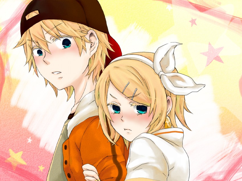 kagamine rin and kagamine len (vocaloid and 1 more) drawn by k_hearts