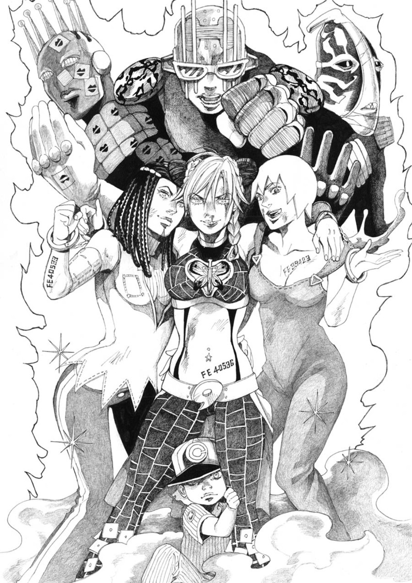 kujo jolyne, foo fighters, ermes costello, stone free, emporio alnino, and 1 more (jojo no kimyou na bouken and 1 more) drawn by bud_(korovsme)