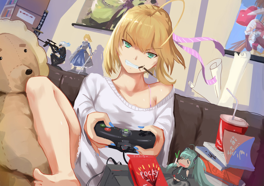 hatsune miku, artoria pendragon, and saber (fate and 2 more) drawn by magic_(pixiv_10531641)