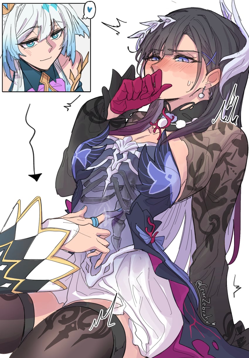 cerydra and hysilens (honkai and 1 more) drawn by cesar_zebrah
