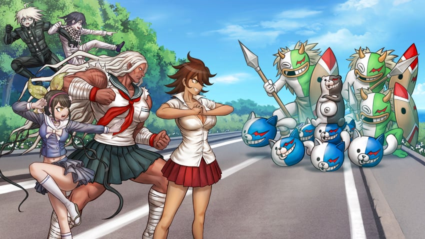 oma kokichi, monokuma, k1-b0, chabashira tenko, owari akane, and 3 more (danganronpa and 4 more)