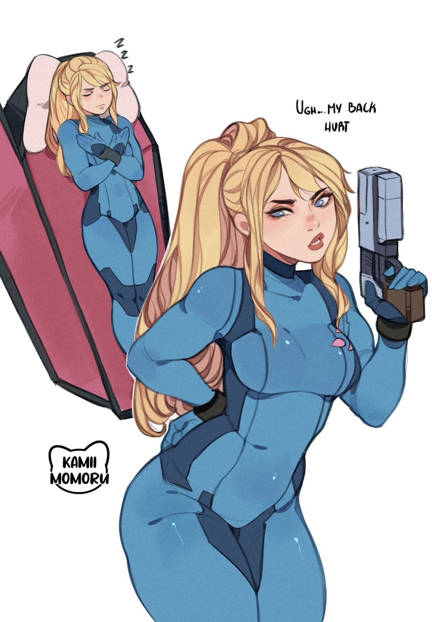 samus aran (metroid and 1 more) drawn by kamii_momoru
