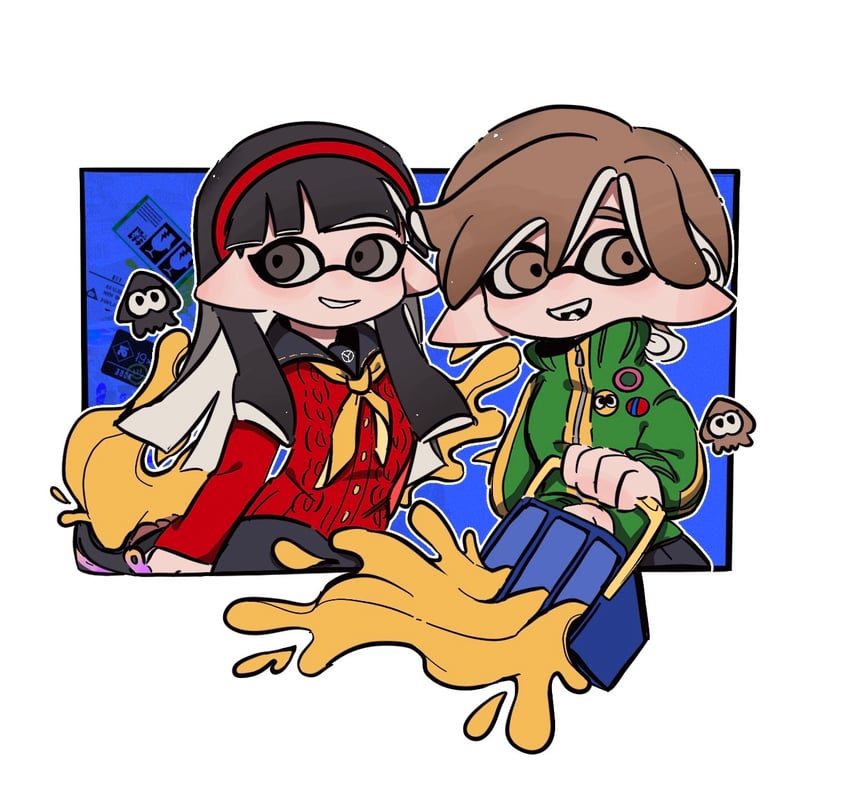 satonaka chie and amagi yukiko (persona and 2 more) drawn by raingkun