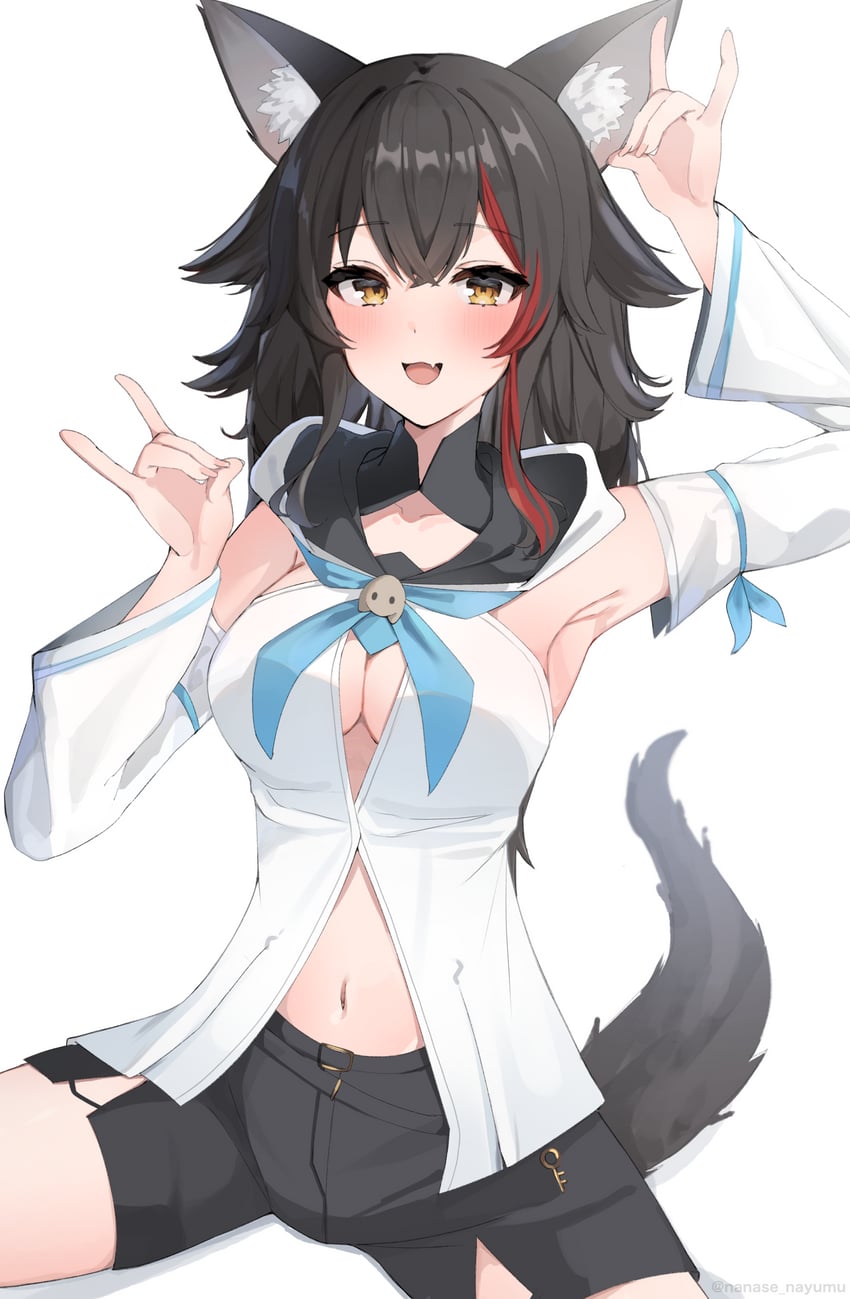 shirakami fubuki and ookami mio (hololive) drawn by nanase_nayumu