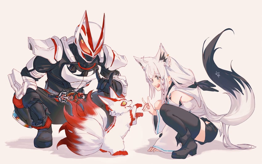 shirakami fubuki, kamen rider geats, and geats chemy (hololive and 2 more) drawn by hyde_(tabakko)