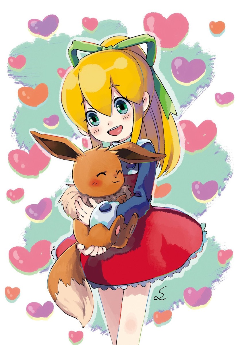 eevee and roll (pokemon and 2 more) drawn by sumomo