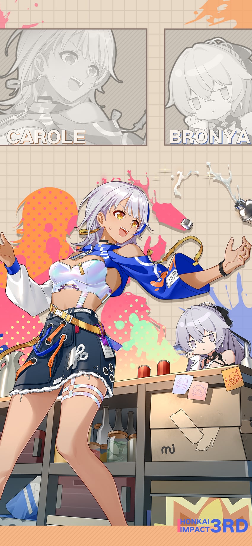 bronya zaychik and carole peppers (honkai and 1 more)