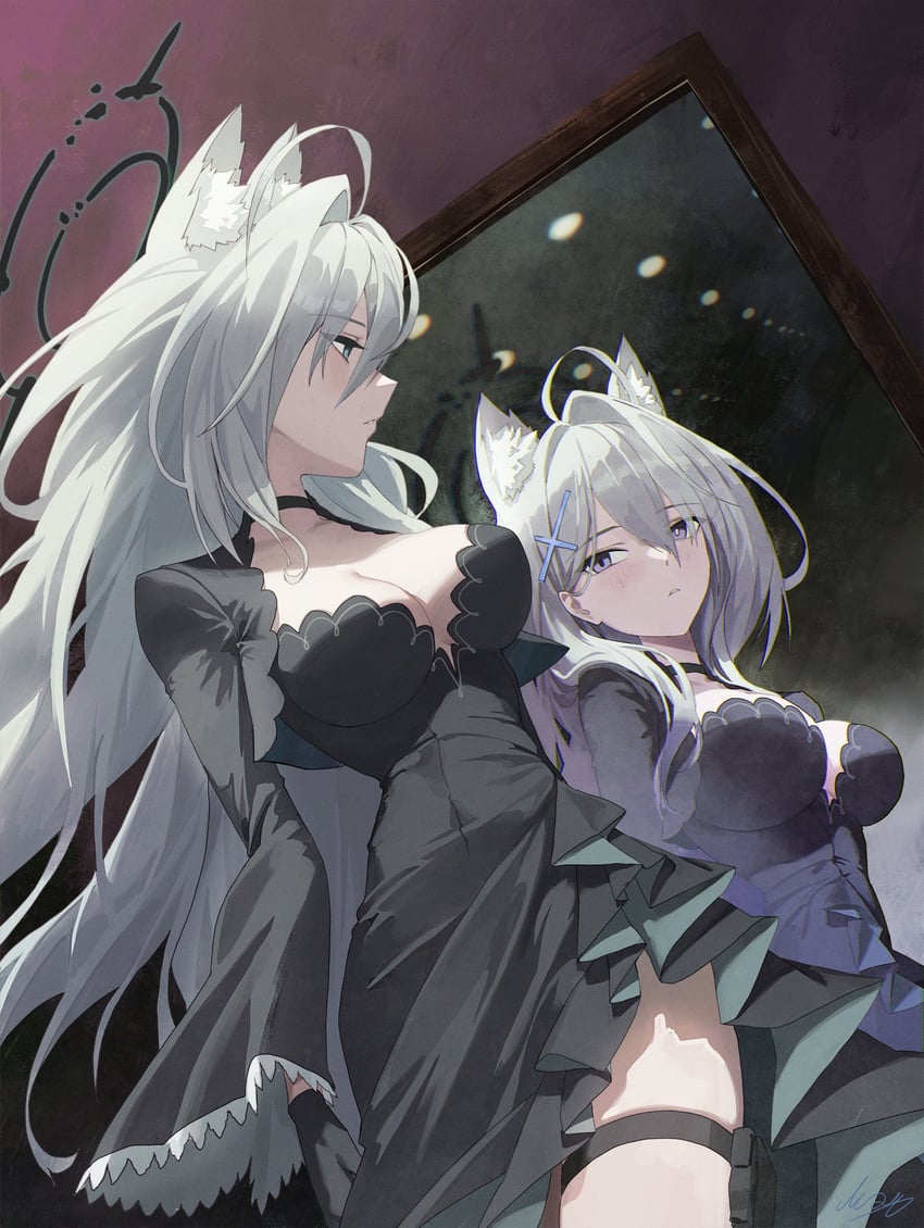 shiroko and shiroko terror (blue archive) drawn by m.q_(mqkyrie)