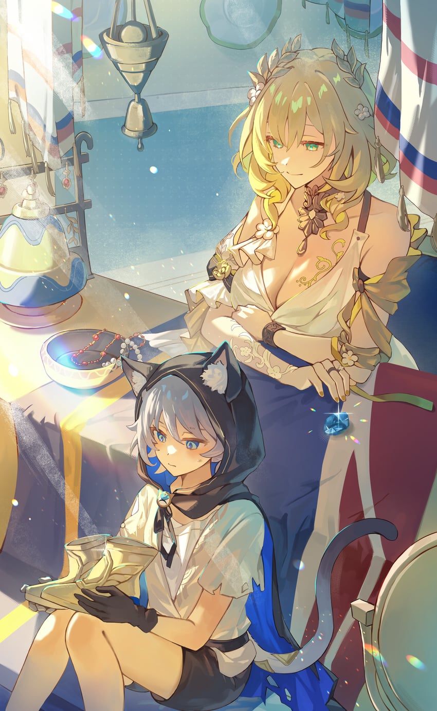 aglaea and cipher (honkai and 1 more) drawn by kanangnsn
